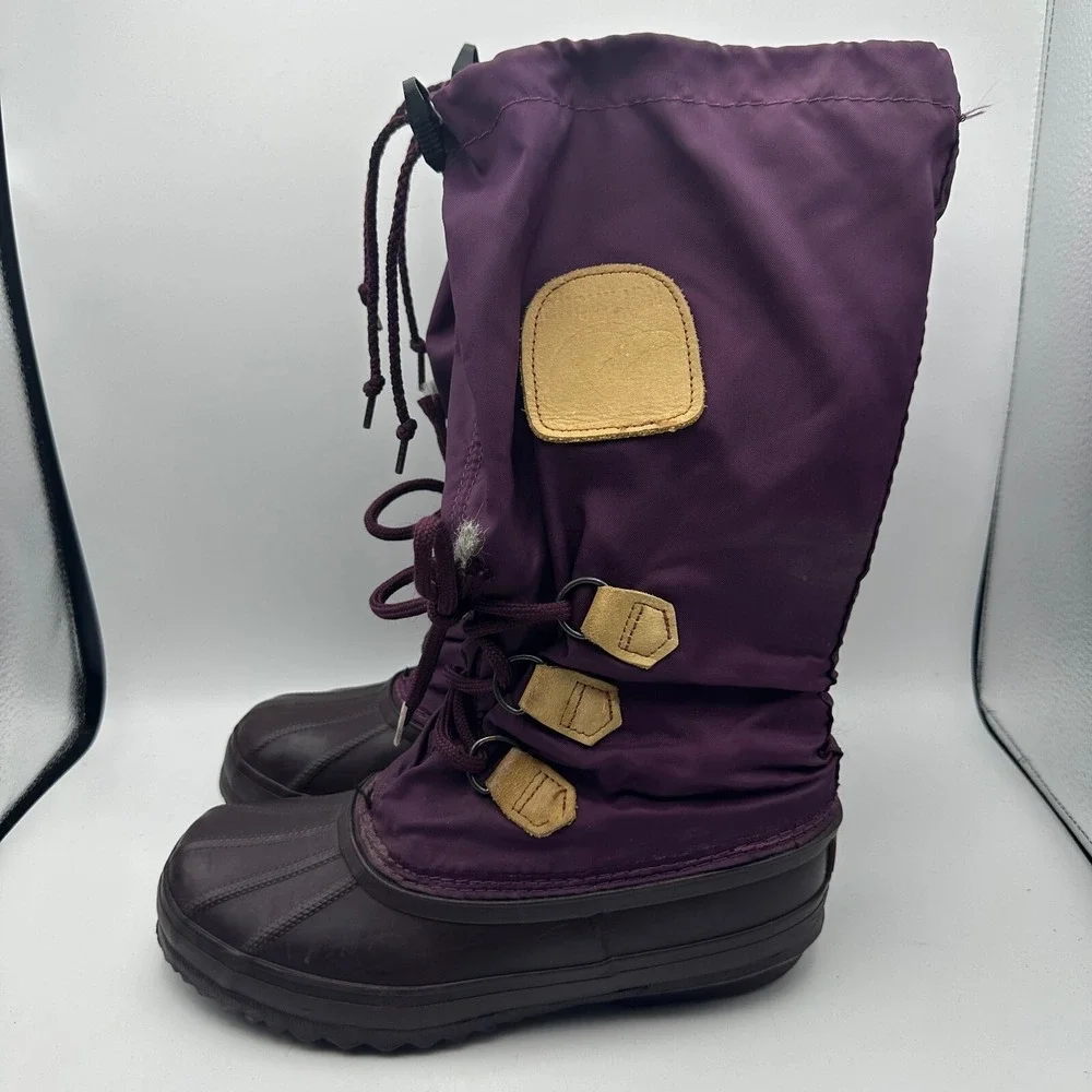 Sorel Snowlion Winter Boots Women Size 6 Purple Waterproof Insulated Made Canada